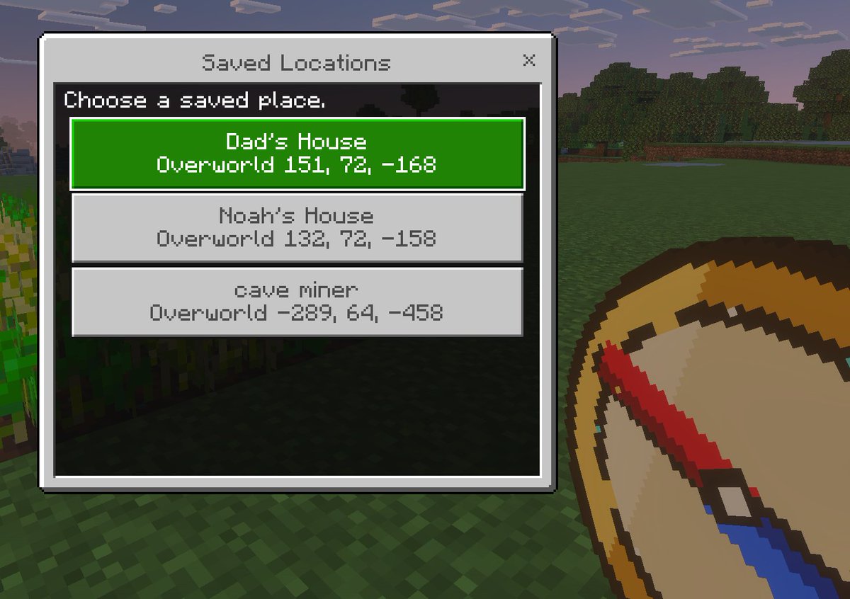 Minecraft Saved Locations UI Mockup example image
