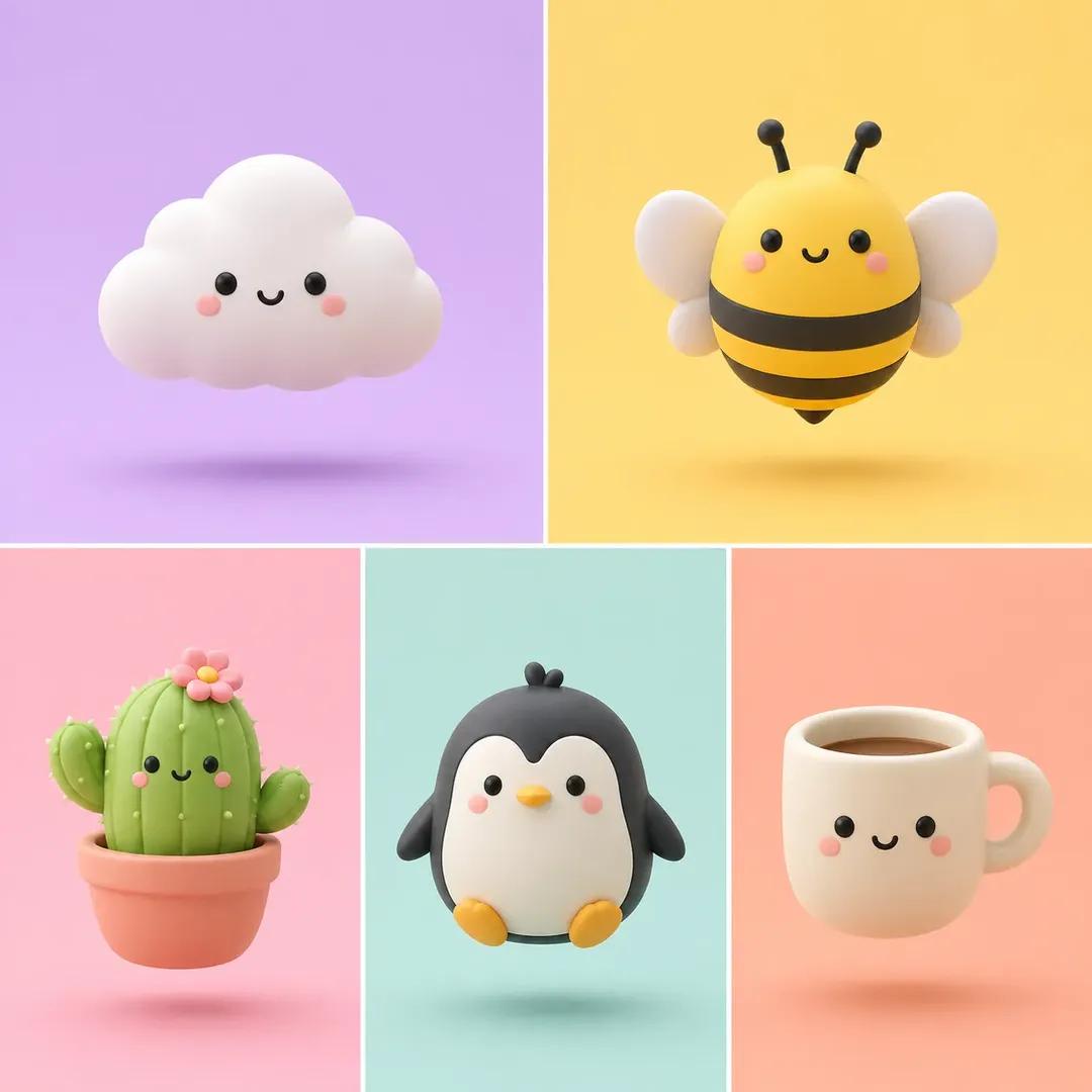 Minimalist 3D Clay Render example image