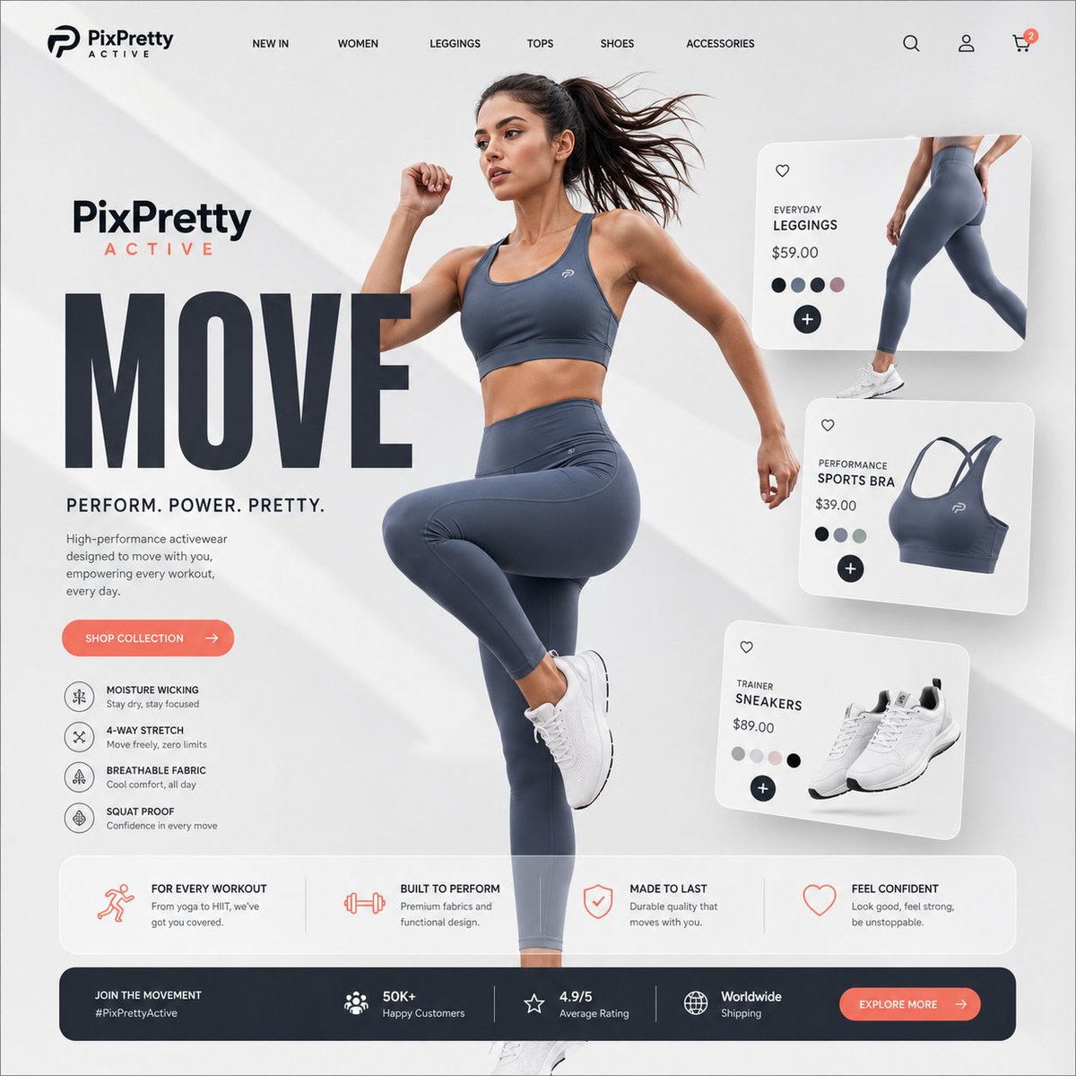 Premium Activewear Landing Page example image