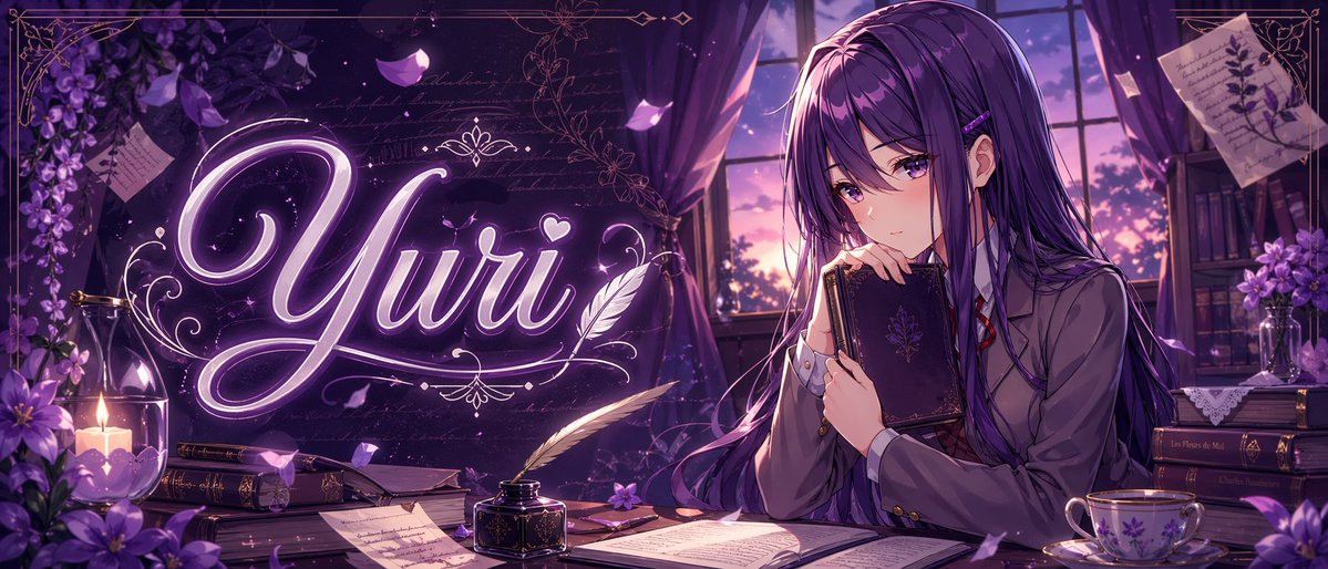 Purple Anime Yuri Banner example image