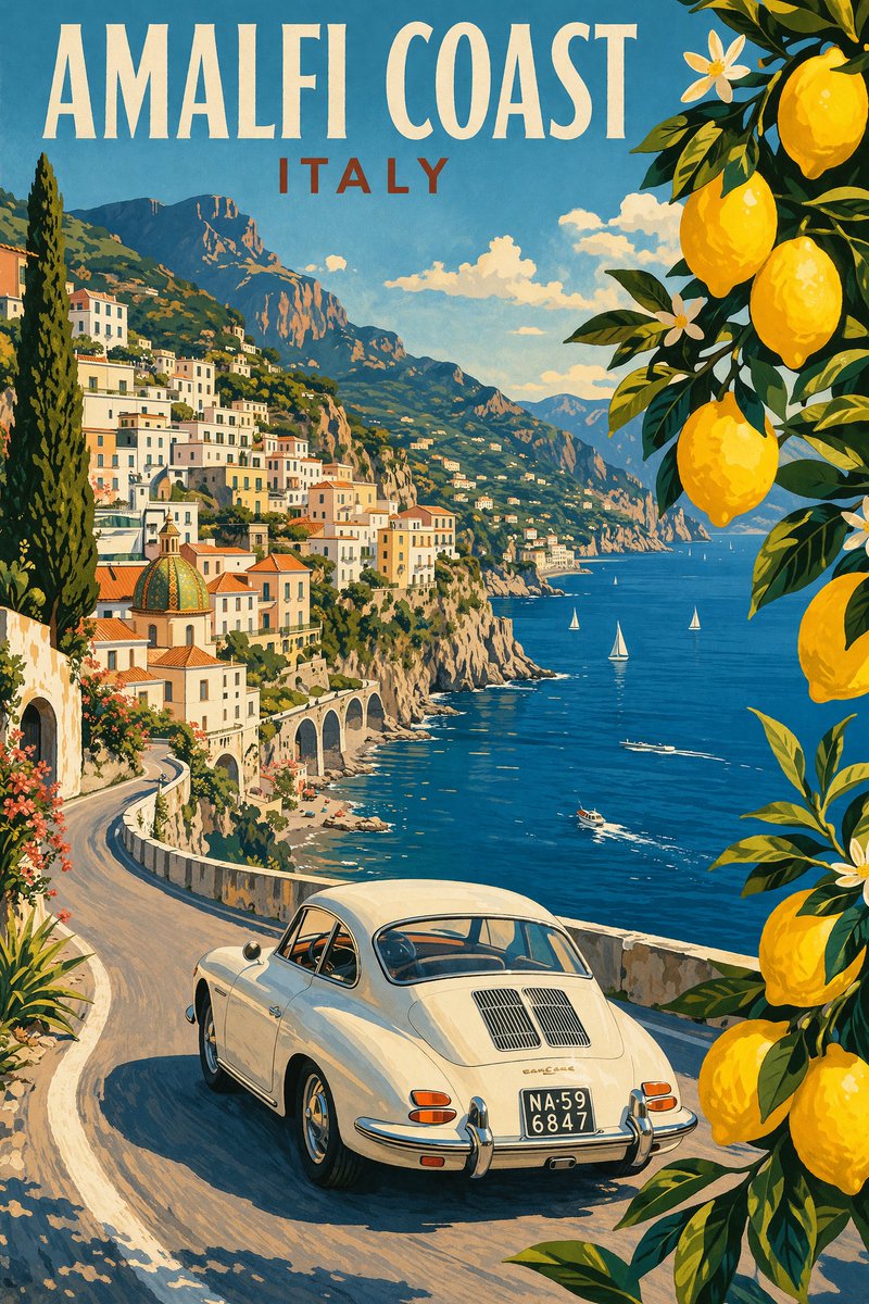 Vintage Amalfi Travel Poster example image
