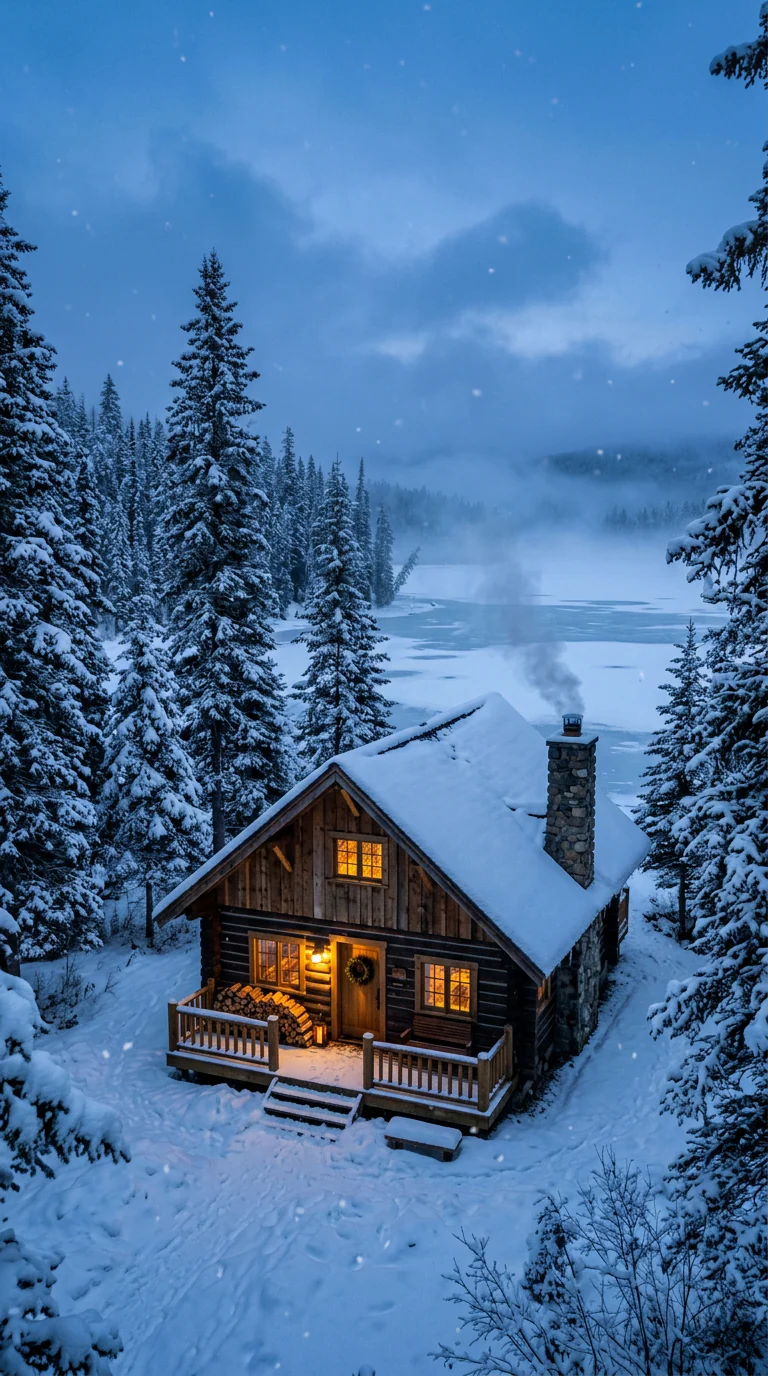 Cozy Winter Cabin Text to Image example image