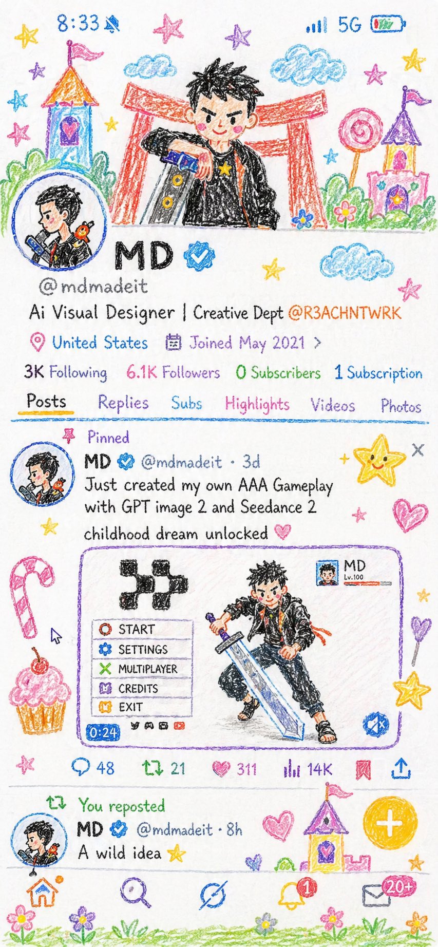Crayon drawing style example 7